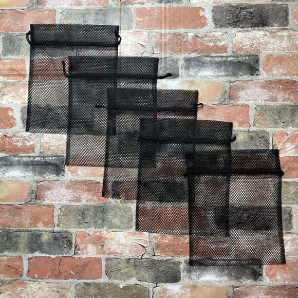 5 for $25🔥Pack of 10- 9.5"X10" Black Mesh Drawstring Bags - Picture 2 of 5